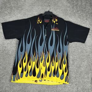 VINTAGE Easyriders Shirt Mens XL Black Flame Button Up Motorcycle Biker Camp